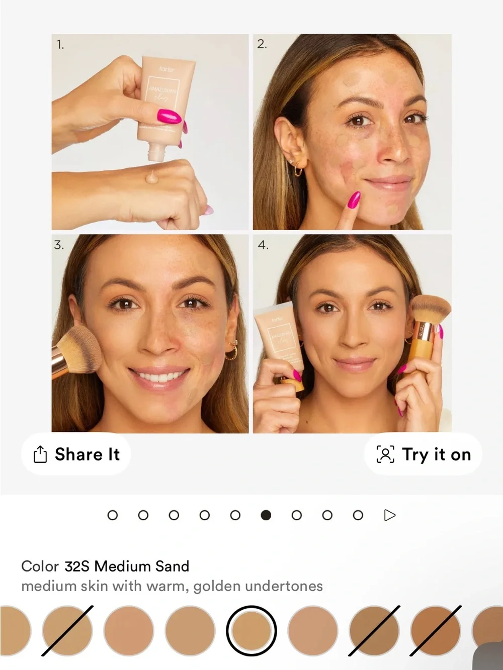tarte Amazonian Clay Foundation - shade: medium sand #32S